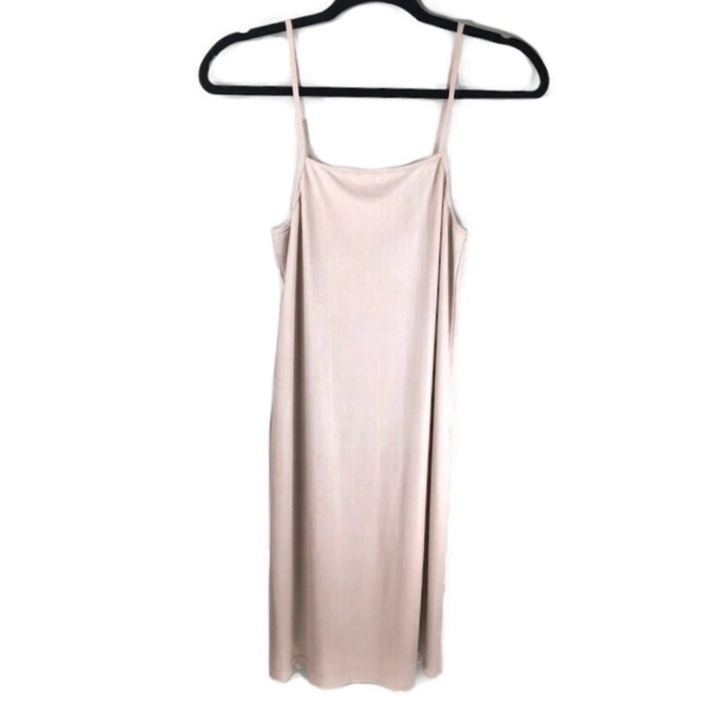 Zara Ribbed Gold Metallic Square Neck Sleeveless Slip Dress Size Small